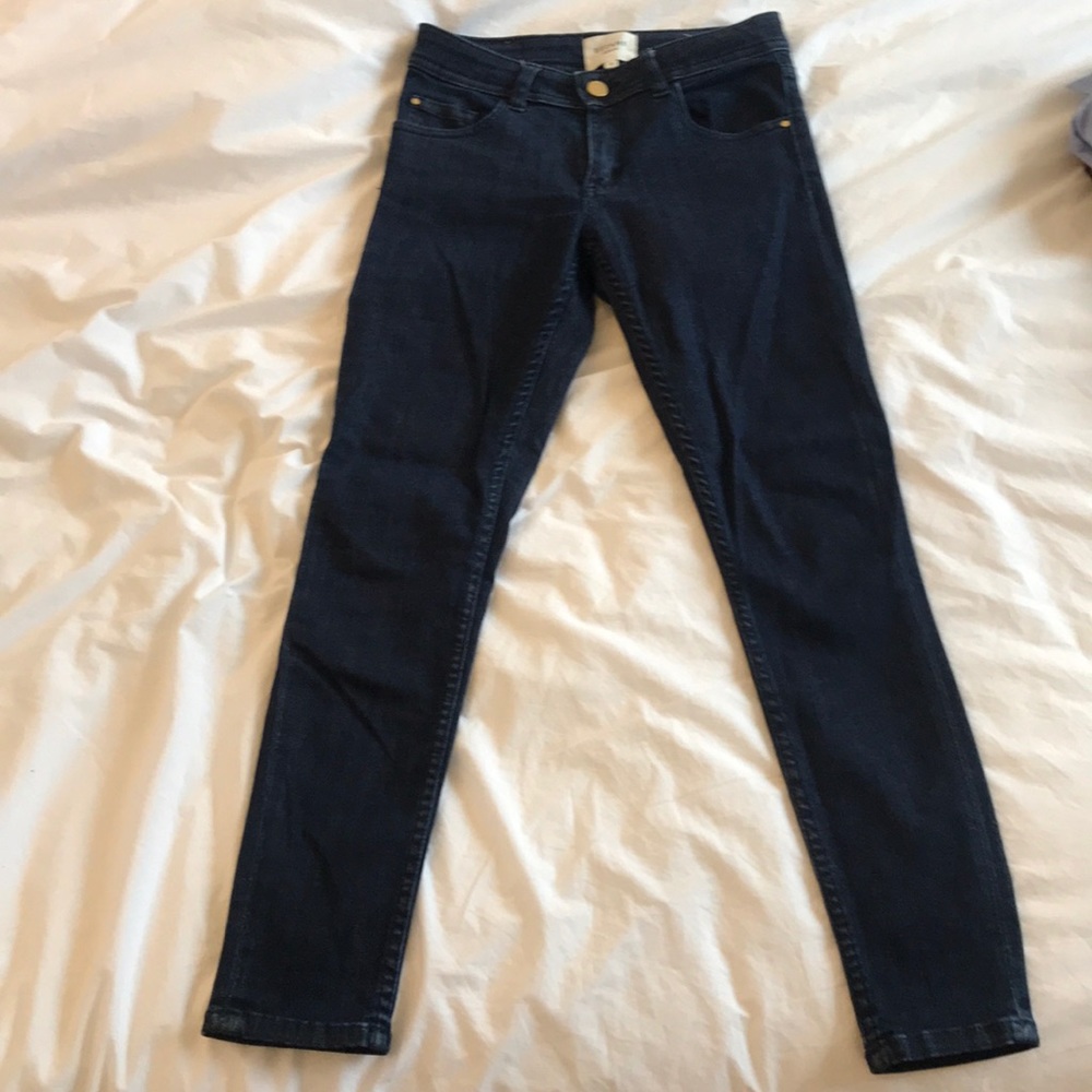 Sézane dark wash skinny jeans